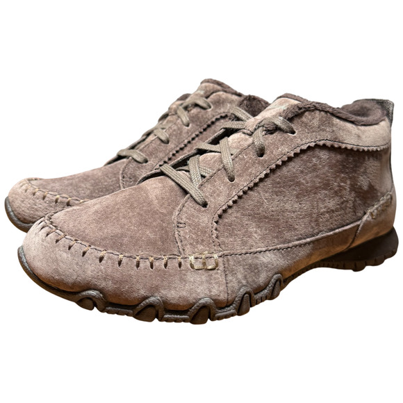 SKECHERS Bikers Lineage Women's 6 Moc Toe Chocolate Suede Chukka Lace Up Boot - Picture 4 of 15